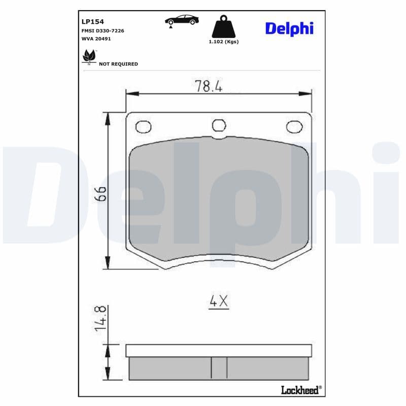 set placute frana,frana disc DELPHI LP154