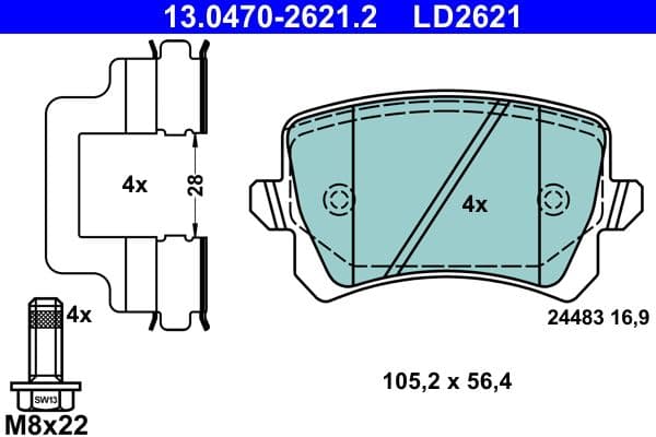 set placute frana,frana disc ATE Ceramic 13.0470-2621.2
