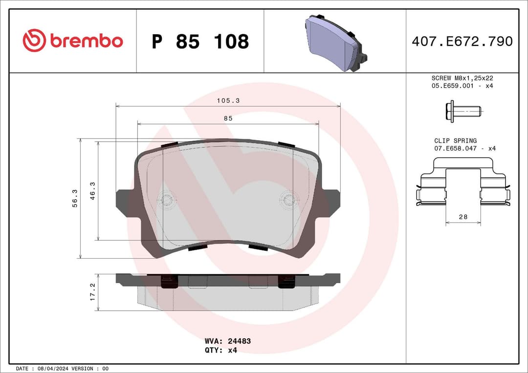set placute frana,frana disc BREMBO PRIME LINE P 85 108