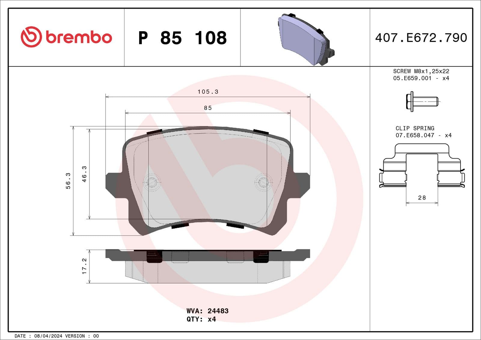 set placute frana,frana disc BREMBO PRIME LINE P 85 108