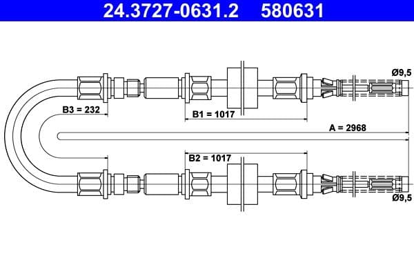Cablu, frana de parcare ATE 24.3727-0631.2