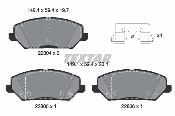 set placute frana,frana disc TEXTAR Q+ 2280401
