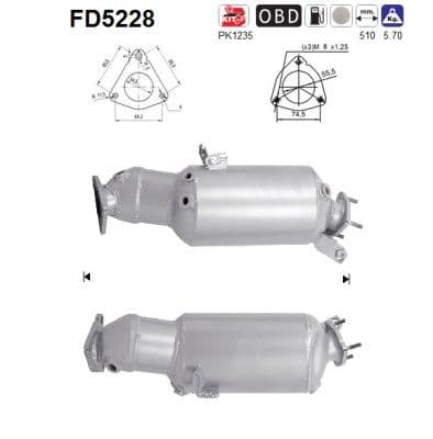 Filtru funingine/particule, sist.de esapament AS FD5228