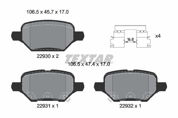 set placute frana,frana disc TEXTAR Q+ 2293001