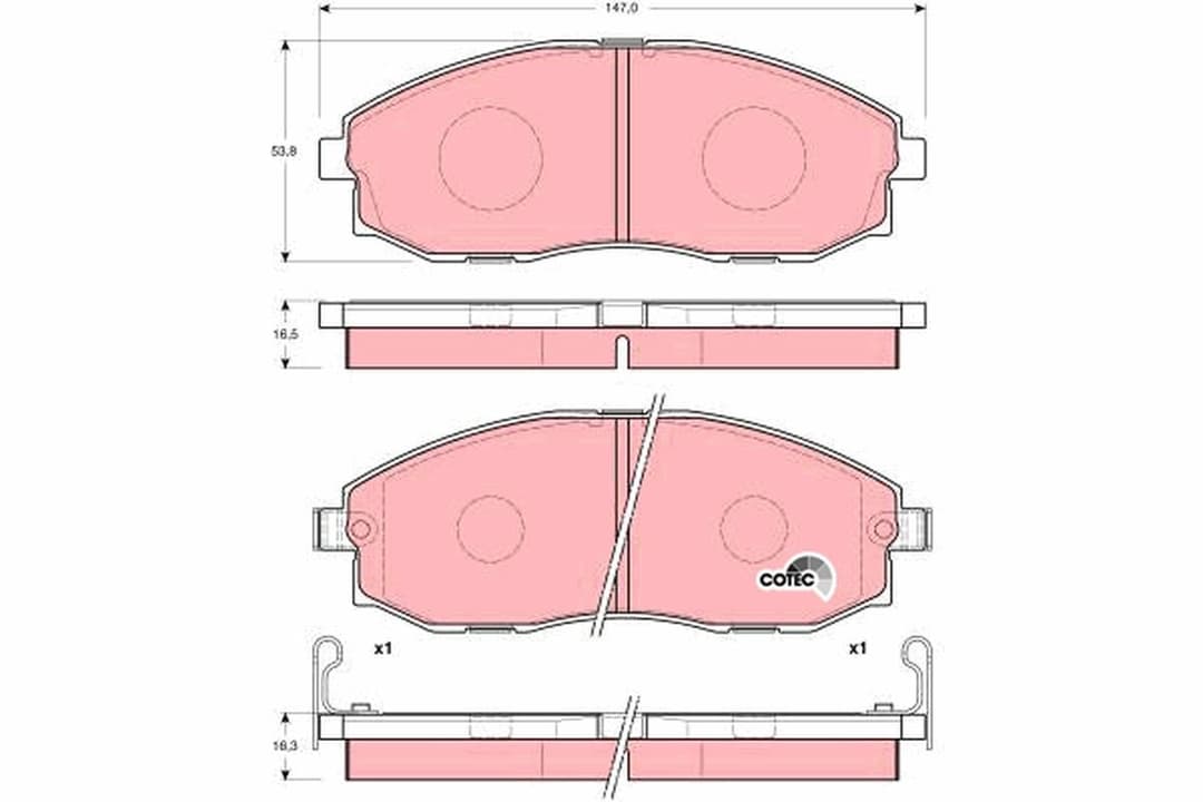 set placute frana,frana disc TRW COTEC GDB3201