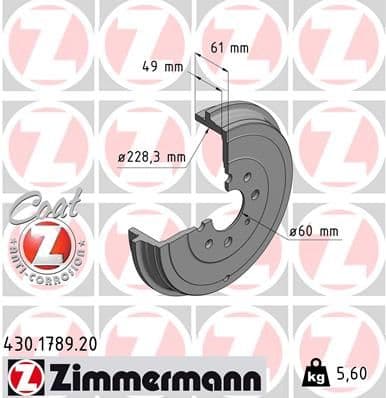 Tambur frana ZIMMERMANN COAT Z 430.1789.20