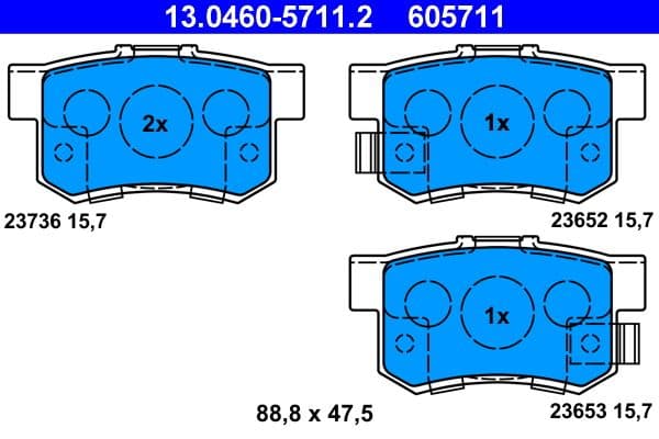 set placute frana,frana disc ATE 13.0460-5711.2