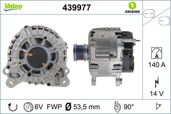 Generator / Alternator VALEO ORIGINS NEW OE TECHNOLOGY 439977