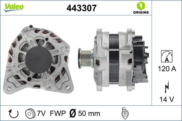 Generator / Alternator VALEO ORIGINS NEW OE TECHNOLOGY 443307