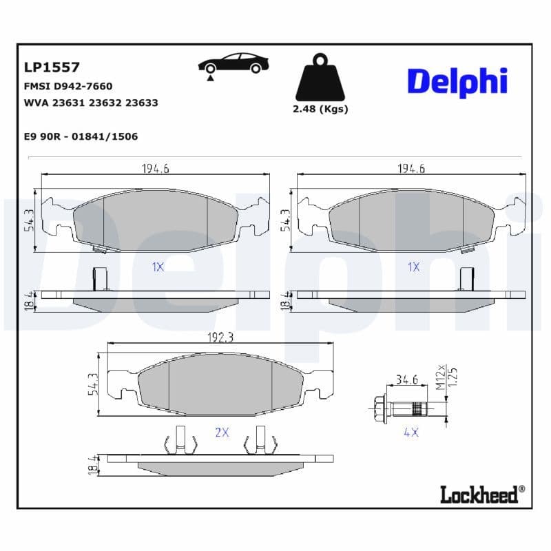 set placute frana,frana disc DELPHI LP1557