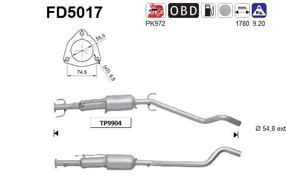 Filtru funingine/particule, sist.de esapament AS FD5017