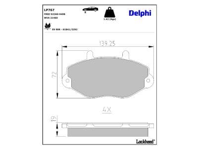 set placute frana,frana disc DELPHI LP767