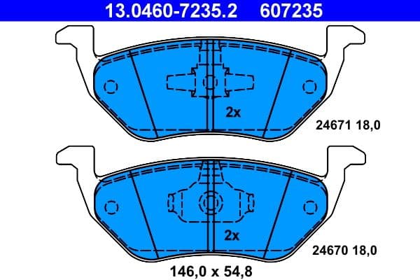 set placute frana,frana disc ATE 13.0460-7235.2