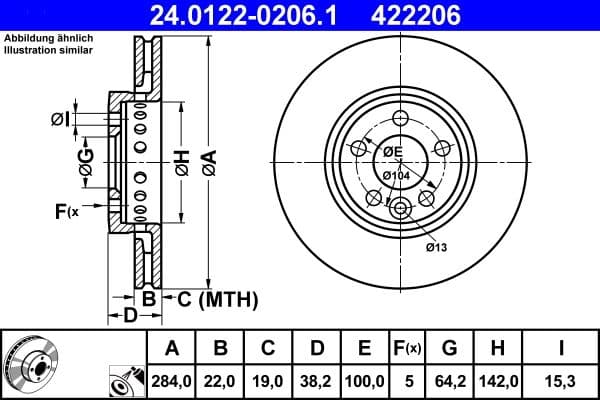 Disc frana ATE 24.0122-0206.1