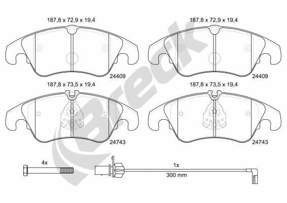 set placute frana,frana disc BRECK 24743 00 551 00