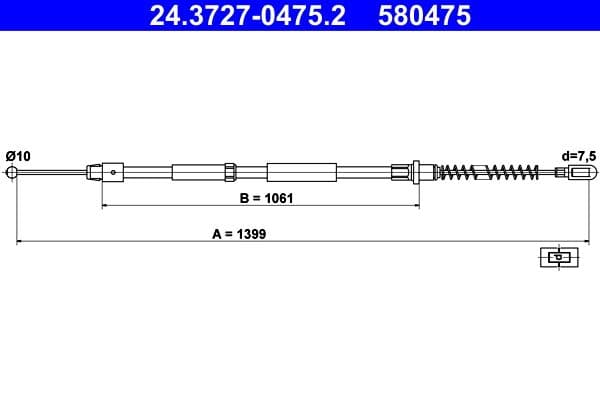 Cablu, frana de parcare ATE 24.3727-0475.2