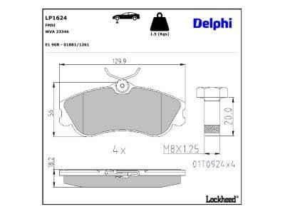 set placute frana,frana disc DELPHI LP1624