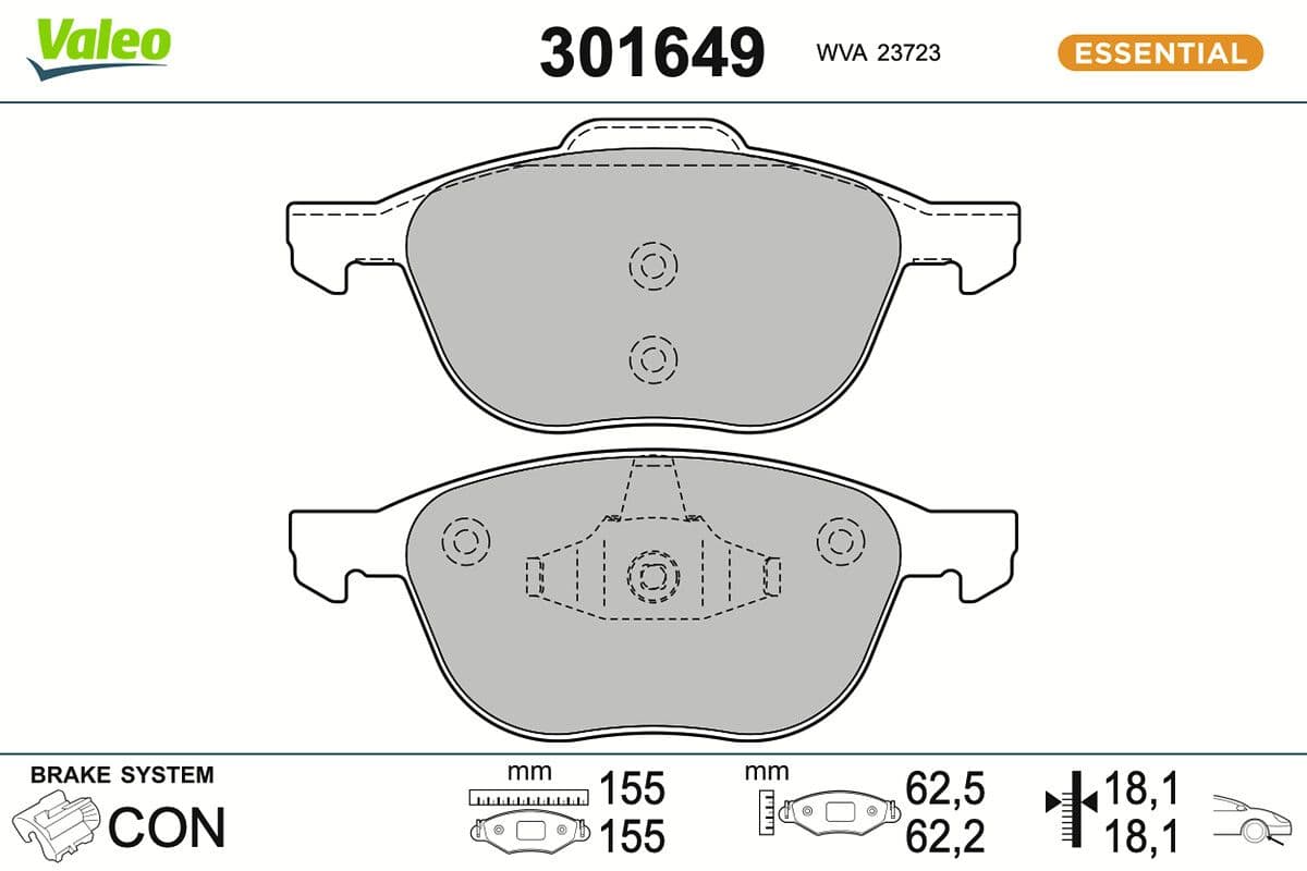 set placute frana,frana disc VALEO ESSENTIAL 301649