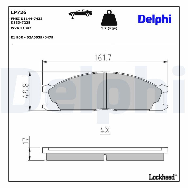 set placute frana,frana disc DELPHI LP726