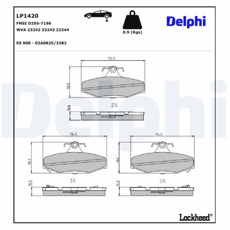 set placute frana,frana disc DELPHI LP1420
