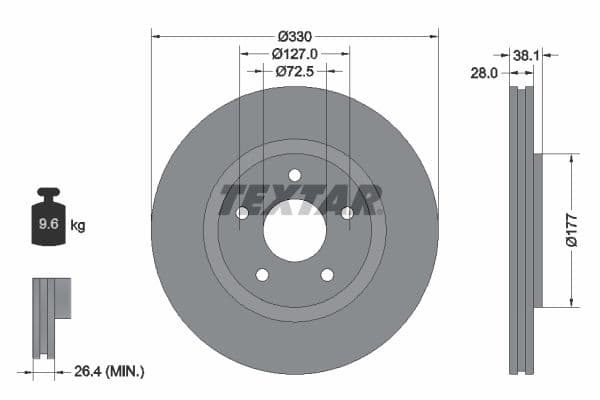 Disc frana TEXTAR PRO+ 92278905
