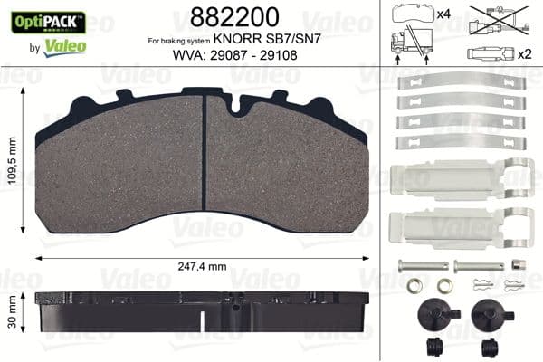 set placute frana,frana disc VALEO OPTIPACK 882200