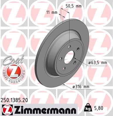 Disc frana ZIMMERMANN 250.1385.20