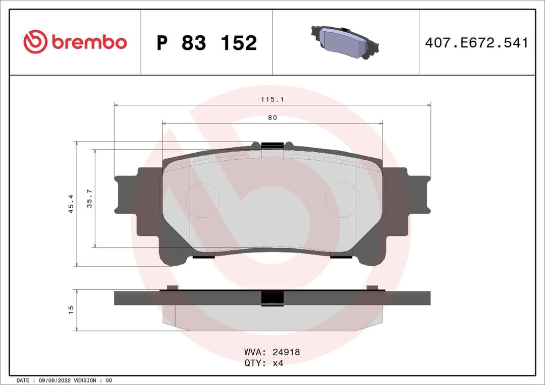 set placute frana,frana disc BREMBO PRIME LINE P 83 152
