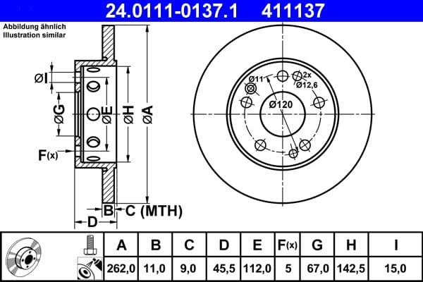 Disc frana ATE 24.0111-0137.1