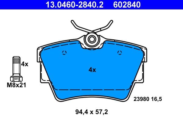 set placute frana,frana disc ATE 13.0460-2840.2