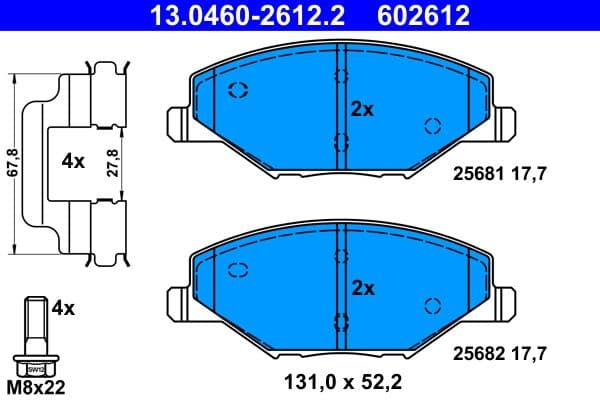 set placute frana,frana disc ATE 13.0460-2612.2