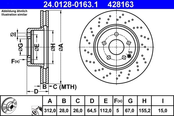 Disc frana ATE 24.0128-0163.1
