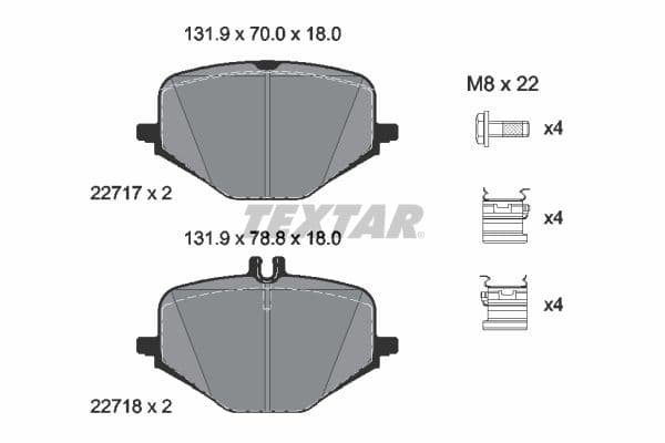 set placute frana,frana disc TEXTAR 2271701