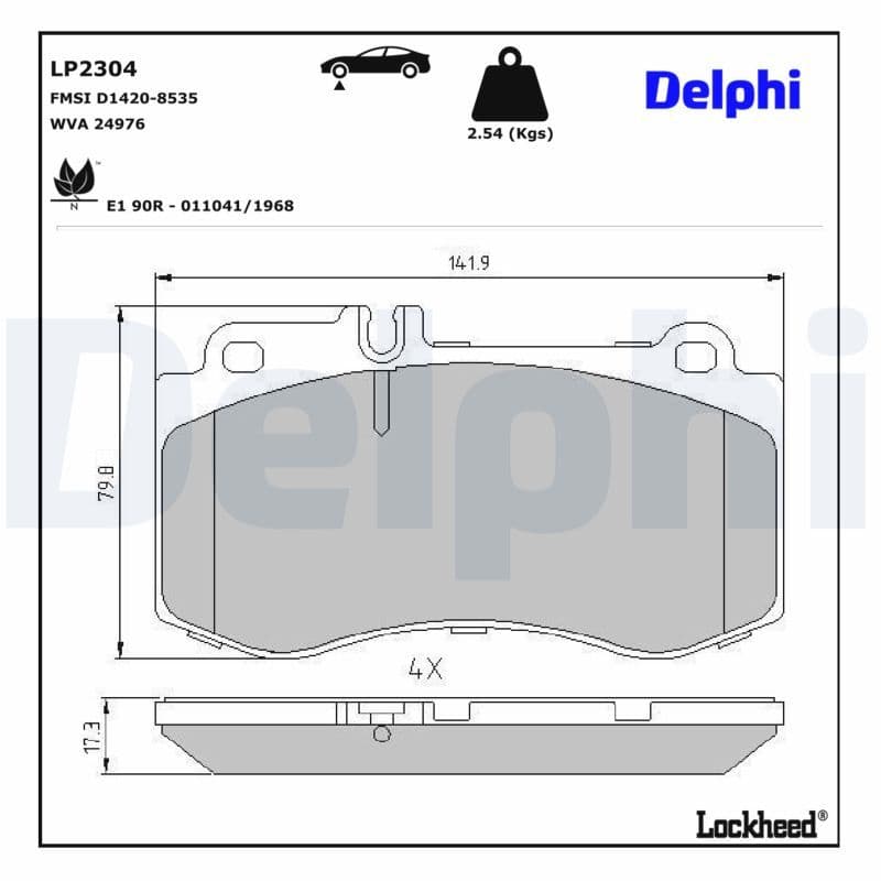 set placute frana,frana disc DELPHI LP2304