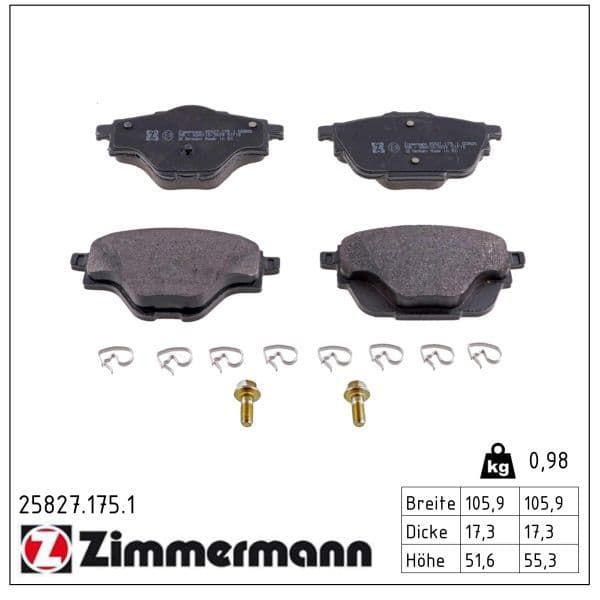 set placute frana,frana disc ZIMMERMANN 25827.175.1