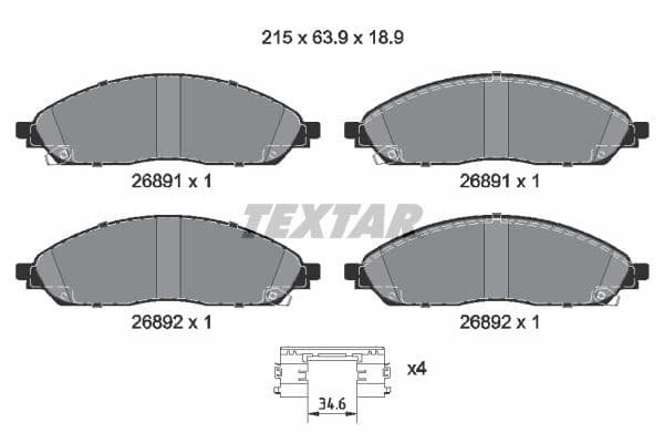 set placute frana,frana disc TEXTAR Q+ 2689101