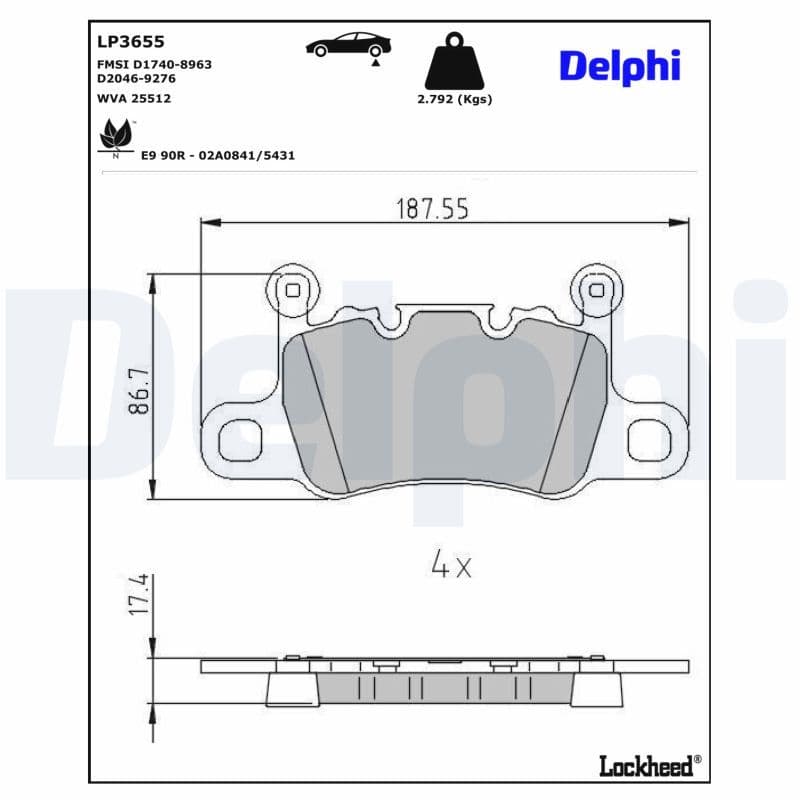 set placute frana,frana disc DELPHI LP3655