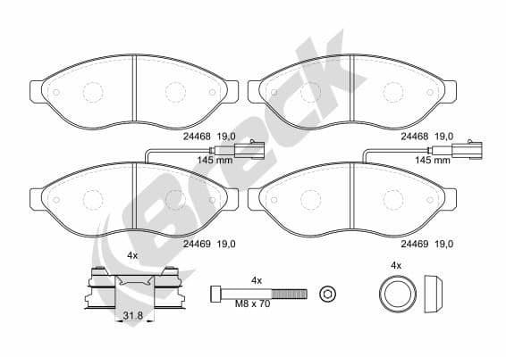 set placute frana,frana disc BRECK 24469 00 703 20