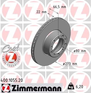 Disc frana ZIMMERMANN 400.1055.20