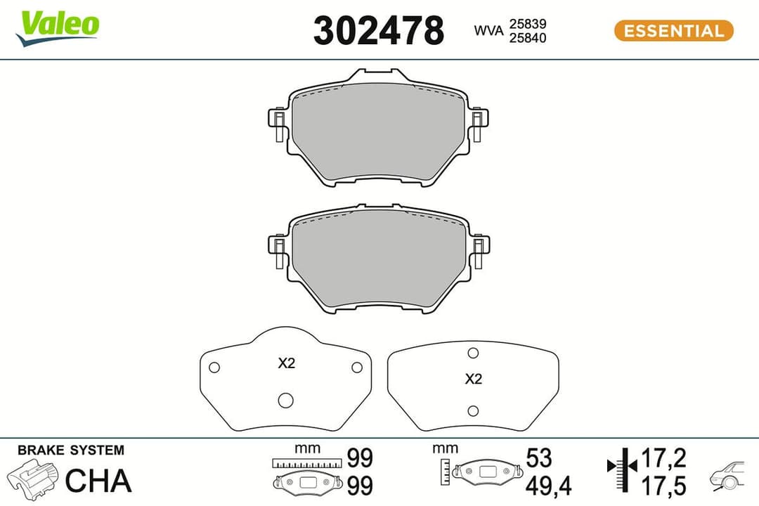 set placute frana,frana disc VALEO 302478