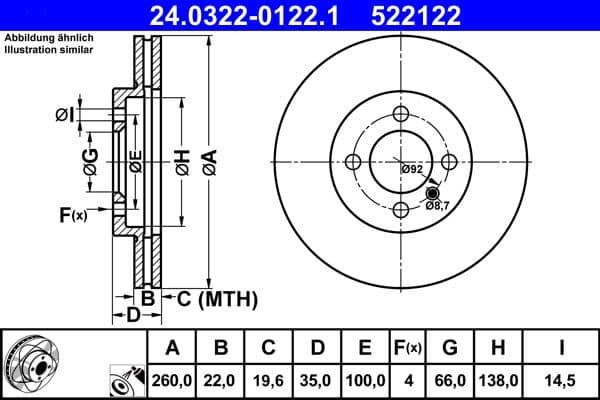 Disc frana ATE 24.0322-0122.1