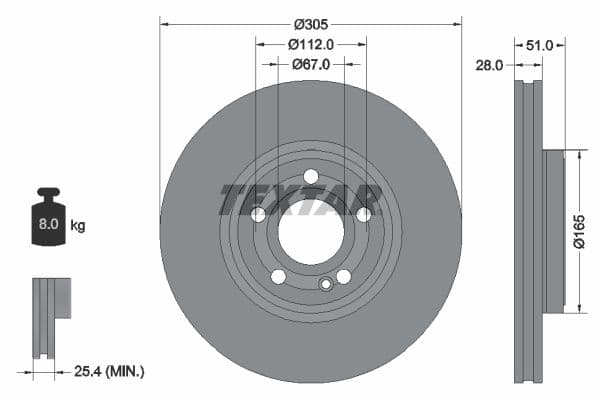 Disc frana TEXTAR PRO+ 92323405