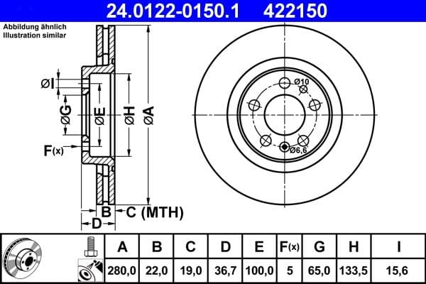 Disc frana ATE 24.0122-0150.1