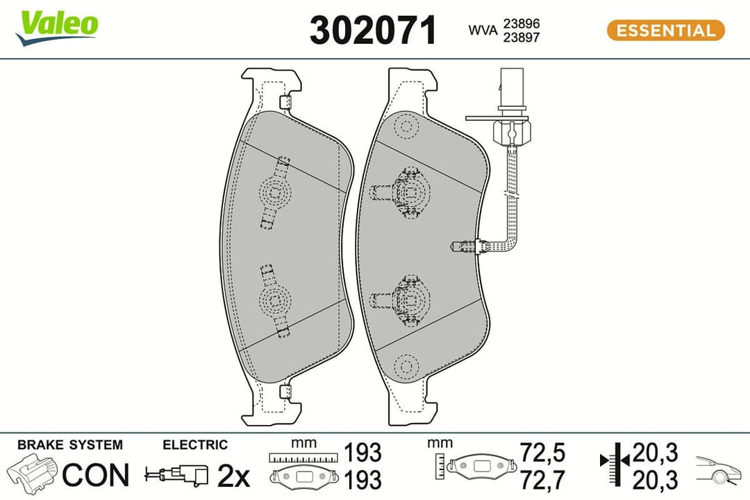set placute frana,frana disc VALEO ESSENTIAL 302071