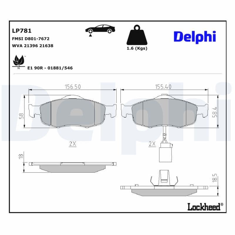 set placute frana,frana disc DELPHI LP781