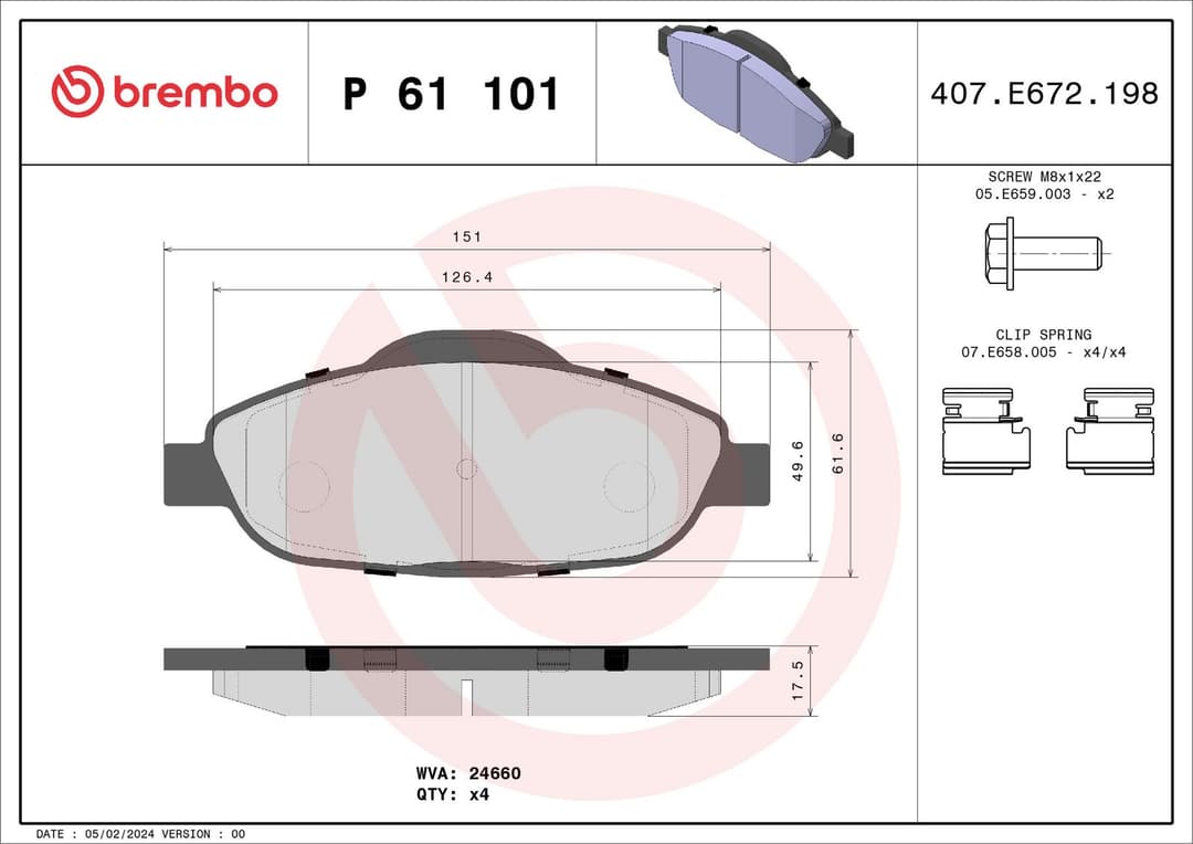 set placute frana,frana disc BREMBO PRIME LINE P 61 101