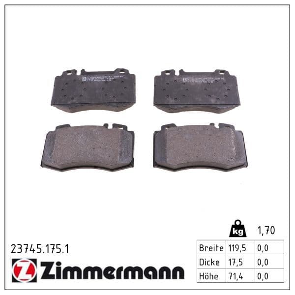 set placute frana,frana disc ZIMMERMANN 23745.175.1