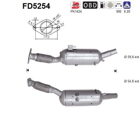 Filtru funingine/particule, sist.de esapament AS FD5254