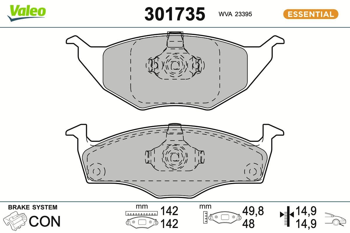 set placute frana,frana disc VALEO ESSENTIAL 301735