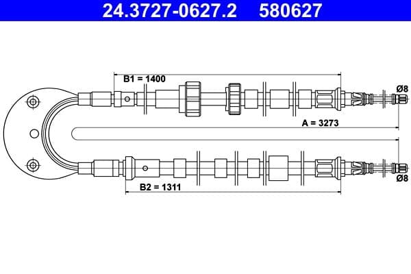 Cablu, frana de parcare ATE 24.3727-0627.2